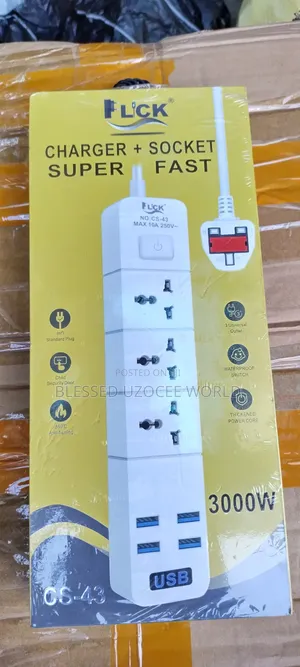 Flick Superfast + Super Socket Power Extension 4usb+3 Socket