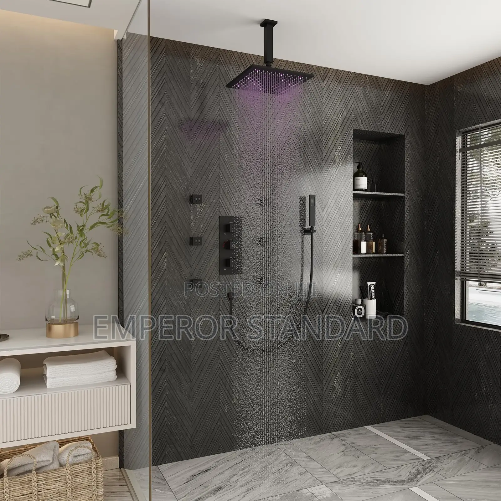 5way Shower Ceiling Set Head Handheld Spray 6 Body Jets