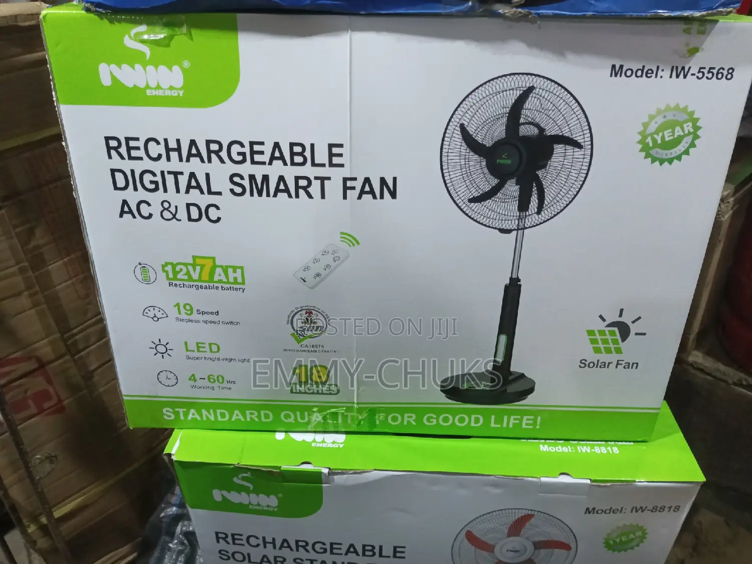18" Iwin Digital Rechargeable Fan