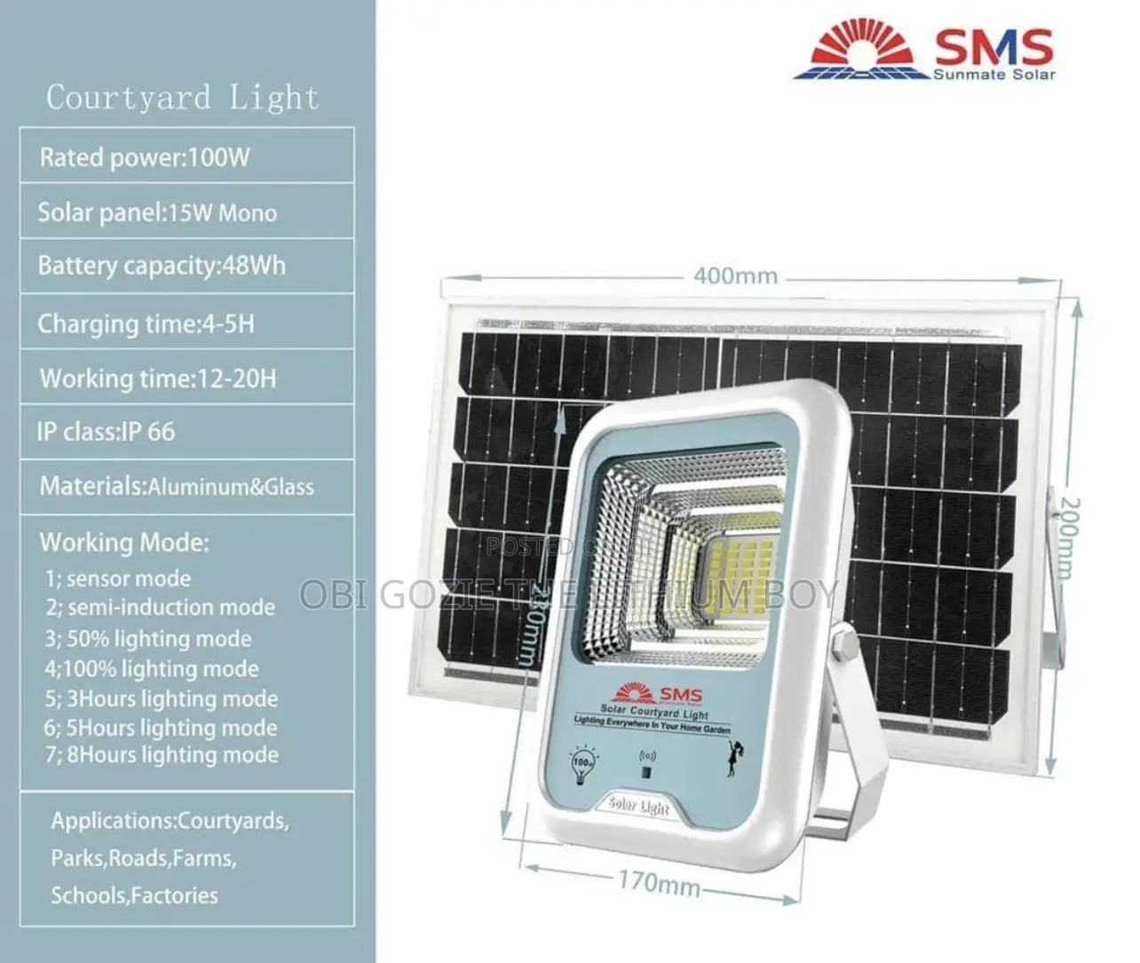 100 Watts SMS Flood Solar Lights