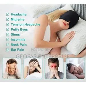 Migraine Relief Cap Ice Compress Cold Eye Mask (Black