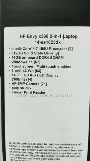 New Laptop HP Envy X360 16GB Intel Core I7 SSD 512GB
