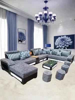 Set of 9 Seaters U-Shape Sofa Chairs With Table and Stools. Lija2
