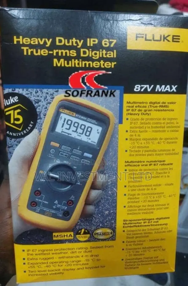 Heavy Duty IP 57true RMS Digital Fluke Multimeter
