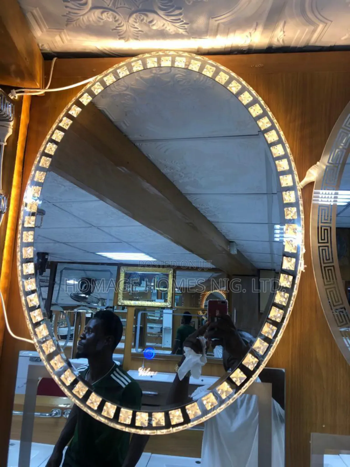 Crystal LED Mirror Oval Shaoe