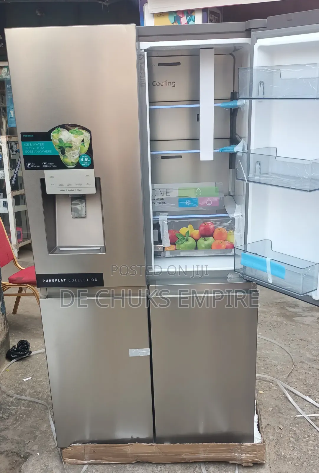 Hisense Inverter 4-Door Side by Side Fridge + Ice Cube Maker
