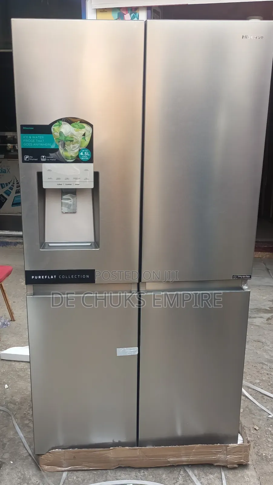 Hisense Inverter 4-Door Side by Side Fridge + Ice Cube Maker