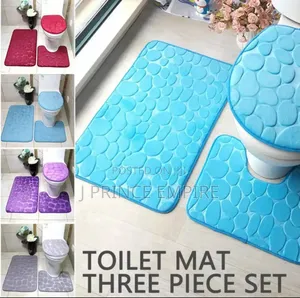 3 Sets Graphics 3D Bathroom/Toilet Mat Nonslip Bath Bathtub