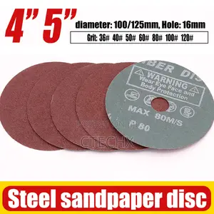 4-inch X 5/8-inch Aluminum Oxide Resin Fiber Discs 5pcs
