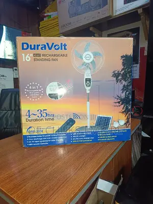 Dura Volt 16"Inch Solar Rechargeable Standing Fan/Ac/Dc 4in1