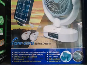 7" 3-in-1 Duravolt Table Rechargeable Fan+Panel+2bulbs