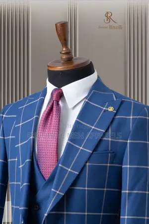 Turkish 3-Piece Checkered Slimfit Single Breasted Men’S Suit