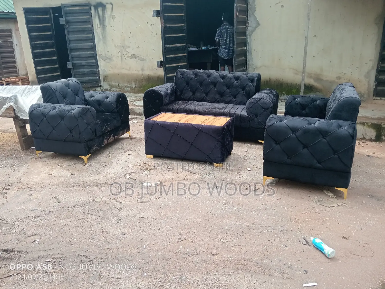 Black Upholstery Sofa Set
