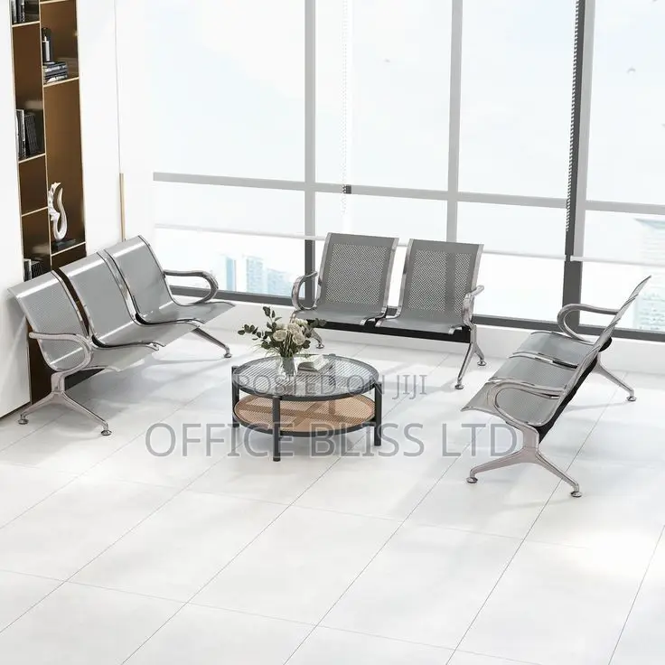 Silver Guest Reception Chair With Armrest