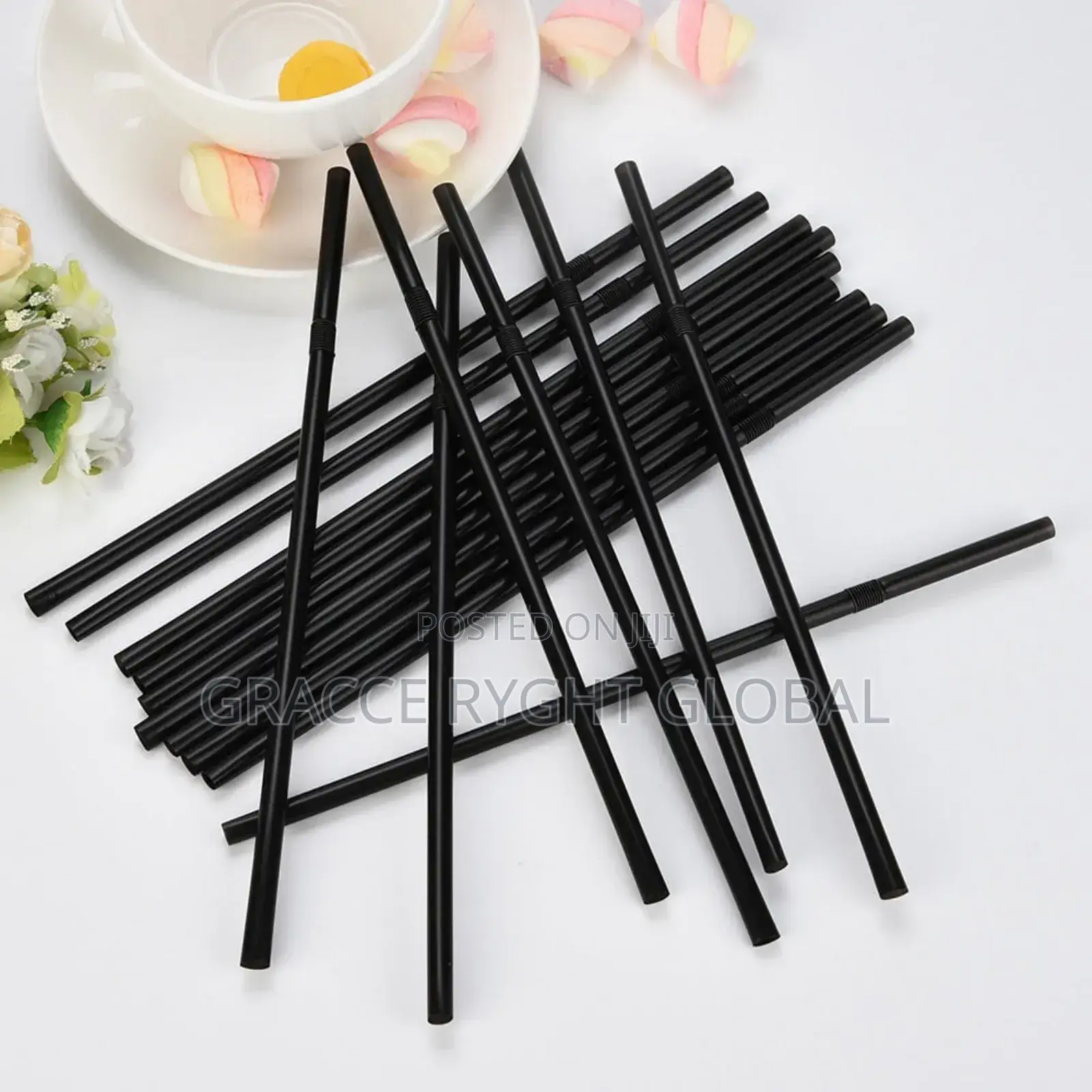 Bendable Black Straw