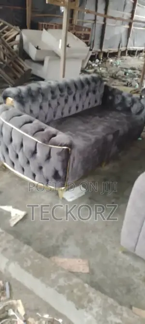 Gray Velvet Button Tufted Upholstered Living Room Sofa