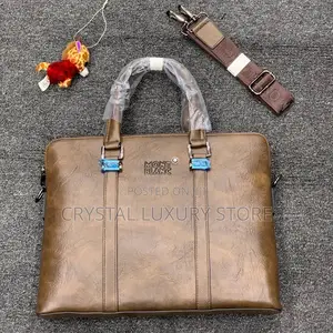 Mont Blanc Quality Luxury Men Genuine Leather Laptop Bag