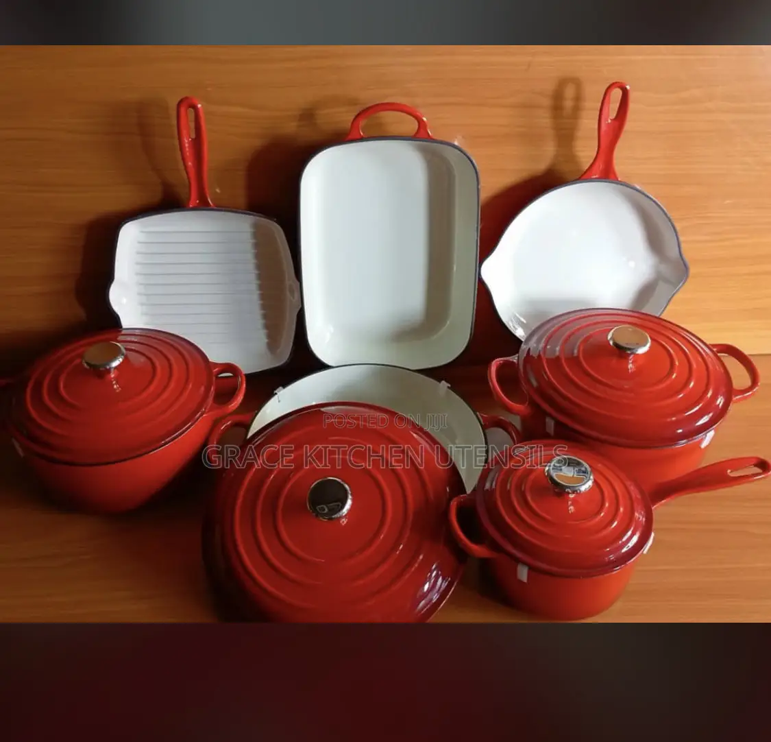 Enameled Cast Iron Cookware Set 7pcs Cast