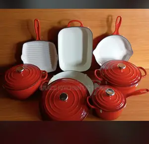 Enameled Cast Iron Cookware Set 7pcs Cast