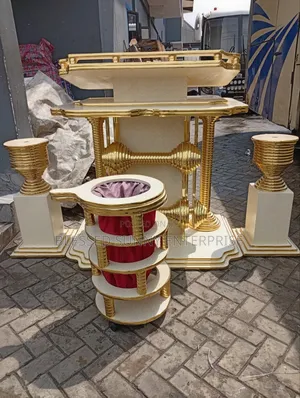 Pulpit With 2 Flower Pots and Offering Drums