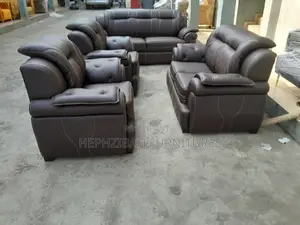 7 Seater Brown Leather Executive Sofa