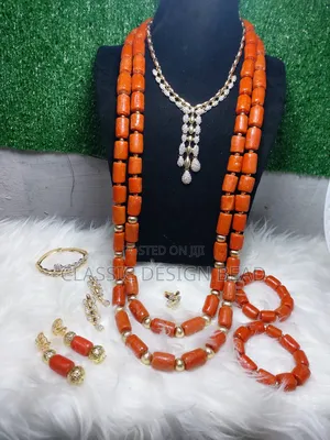 Coral Beautiful Beaded Necklace Set
