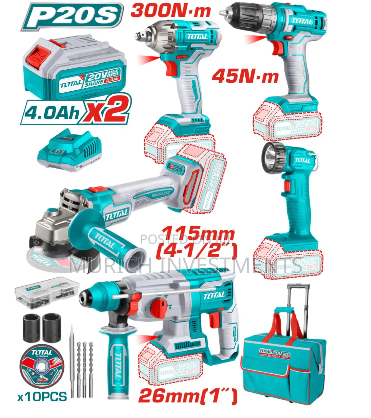5 PCS Cordless Industrial Combo Kit
