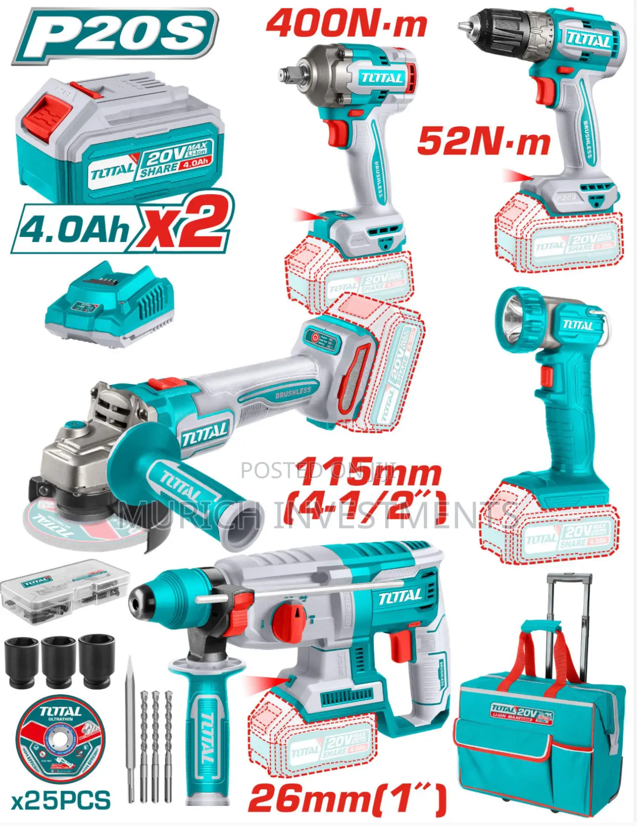 5 PCS Cordless Industrial Combo Kit
