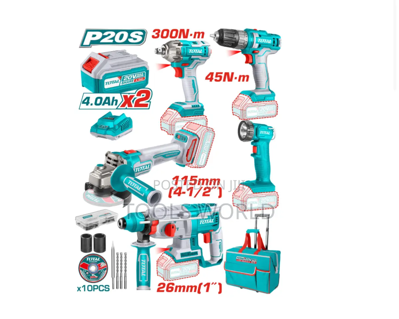 5 PCS Cordless Industrial Combo Kit 20V