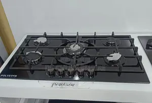 Polystar 90CM 5burner Gas Hob With Auto Ignition-Black Glass