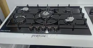Polystar 90CM 5burner Gas Hob With Auto Ignition-Black Glass