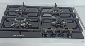 Polystar 60cm 4burner Gas Hob With Auto Ignition-Black Glass