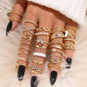 30pcs Cute Vintage Gold Knuckle Rings Set for Women,Bohemian