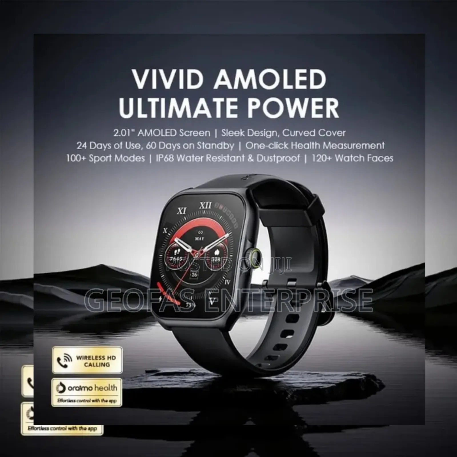 Oraimo Nova AM 2.01" AMOLED Screen Curved Cover Smart Watch