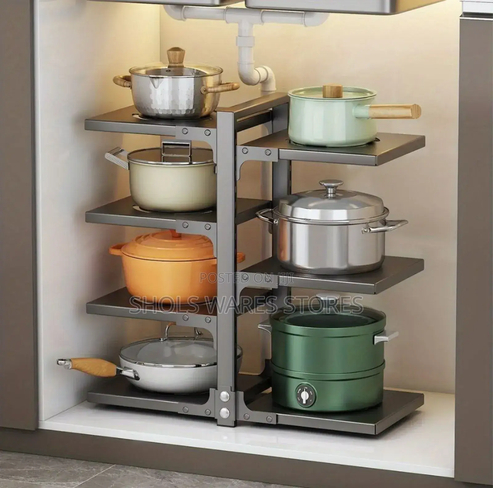 7 Layers Adjustable Heavy Duty Pan Pot Rack