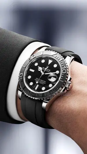 Rolex (YATCH MASTER) Silver Rubber Strap Watch