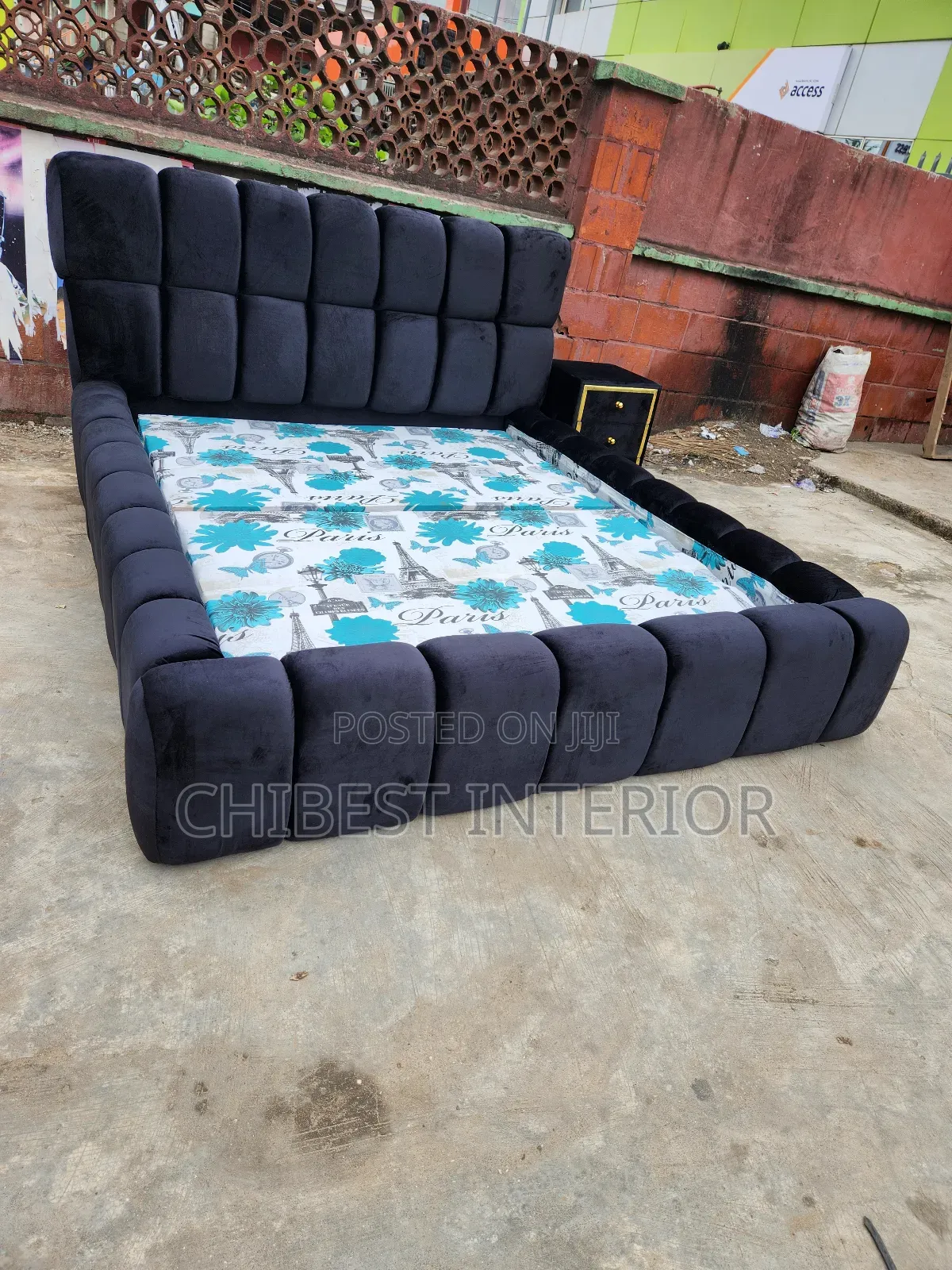 Padded 5by6 Upholstery Bed Stand With Side Drawer