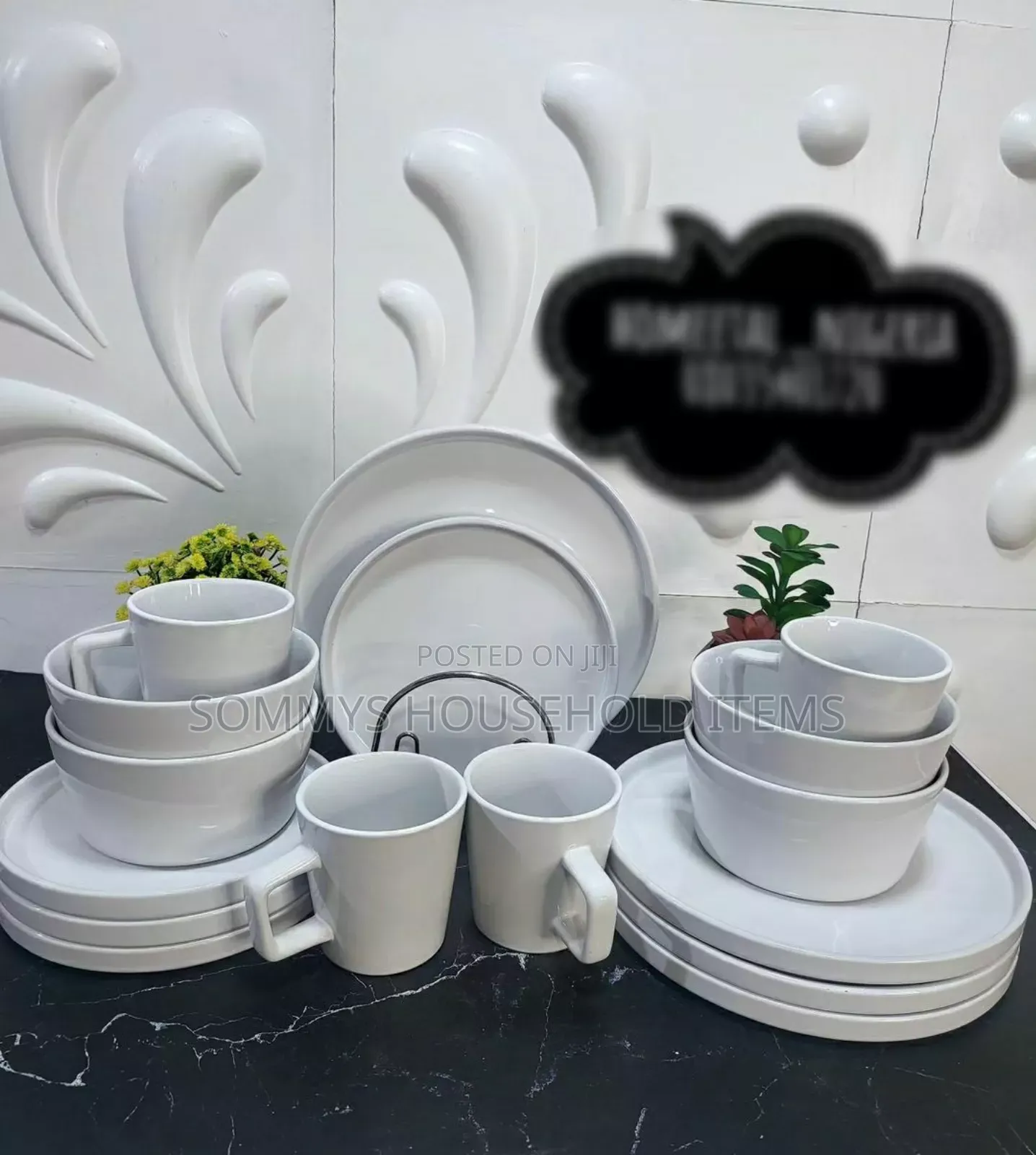 16pcs White Stoneware Dinner Plate Set