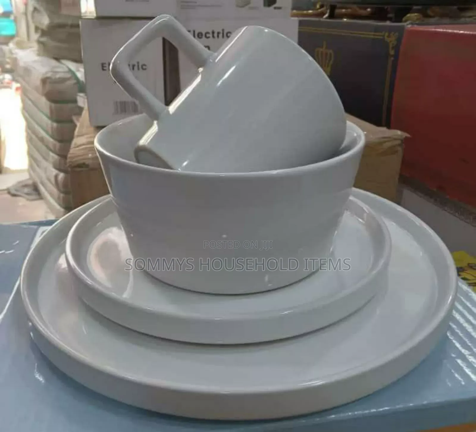 16pcs White Stoneware Dinner Plate Set