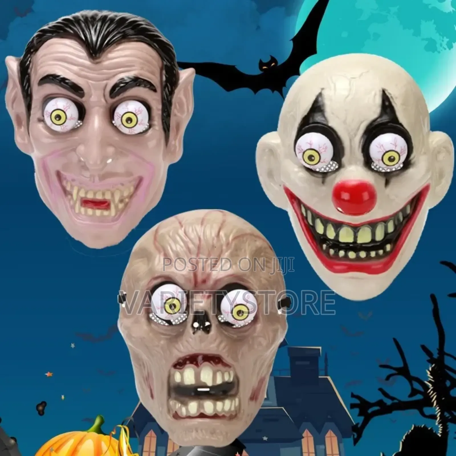 Halloween Horror Mask Spring-Eyed Clown Vampire Skull Mask