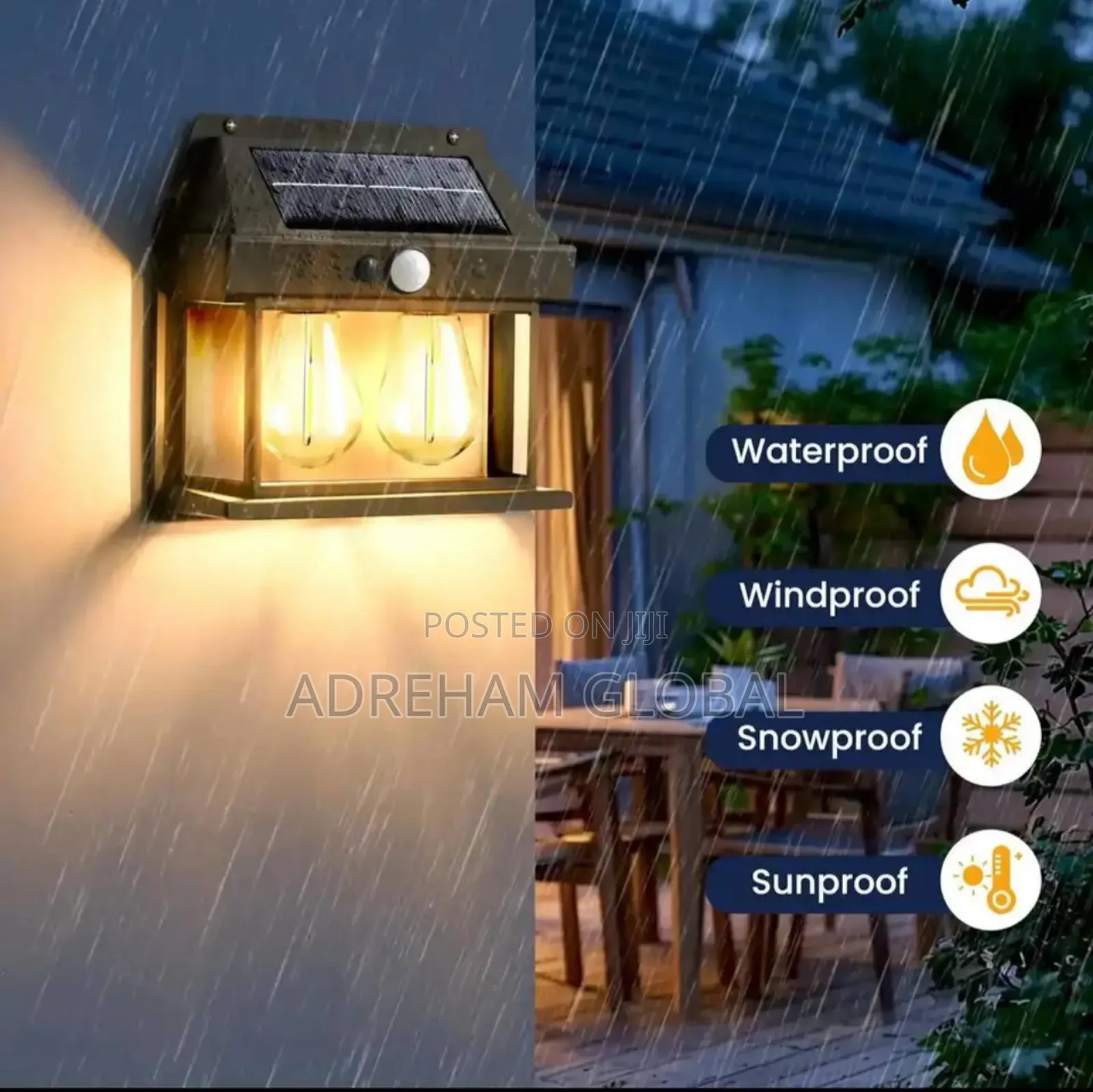 Outdoor Solar Wall Light Dual Bulb Motion Sensor Light