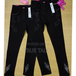 Girl's Studded Stone Embellished Jeans Black