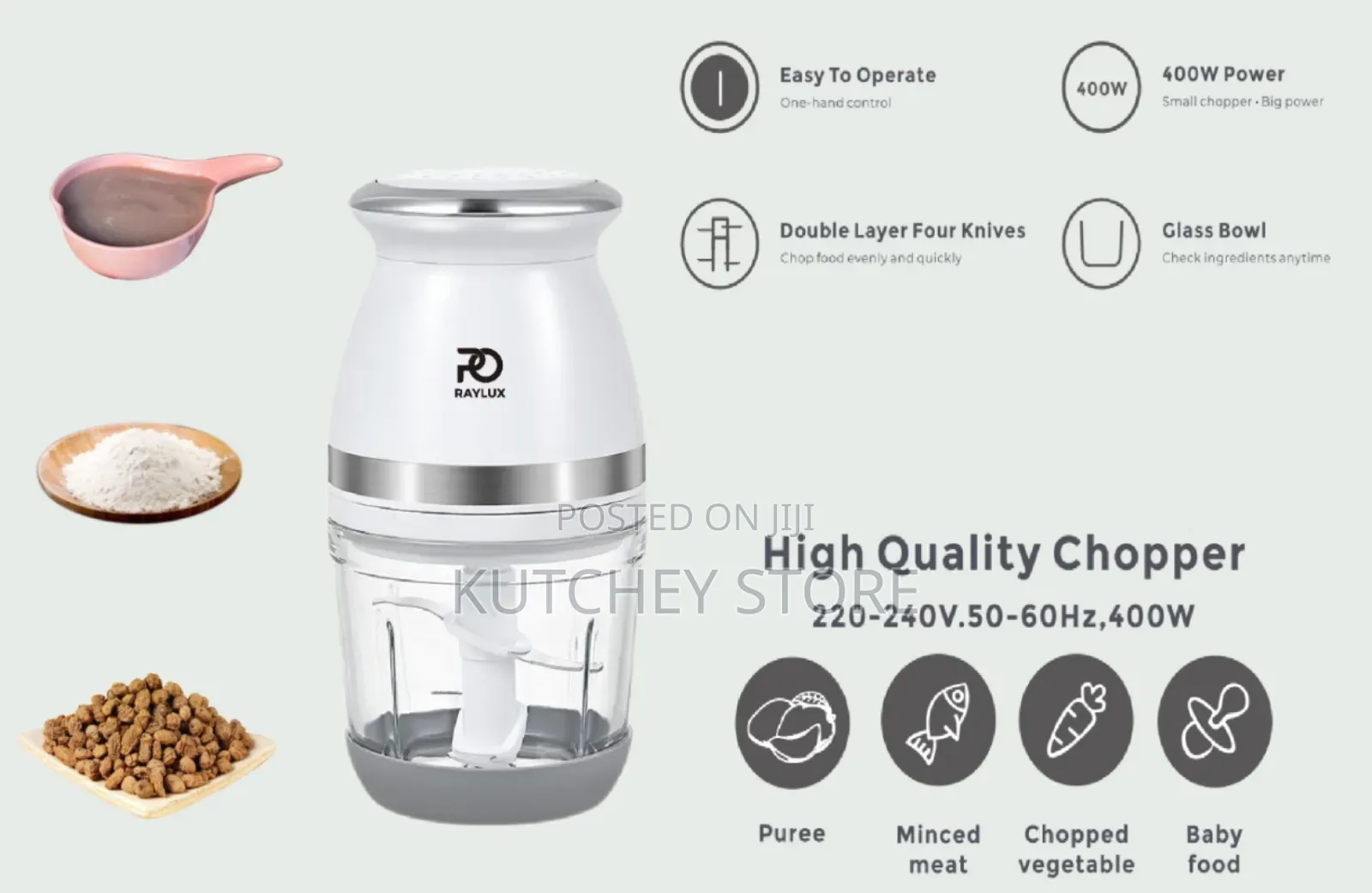 Raylux Mini Food-Processor, Yam Pounder, Chopper, Blender