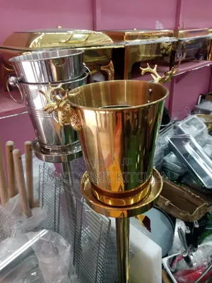 Wine Bucket With Standing Golden and Silver