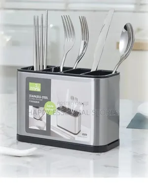 Stainless 4 Compartment Cutlery Rack With Drainer 