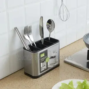 4 Stainless Compartment Cutlery Rack With Drainer.