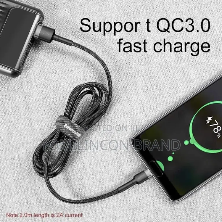 Baseus Cafule Cable USB for Type-C 2A 2M Gray + Black