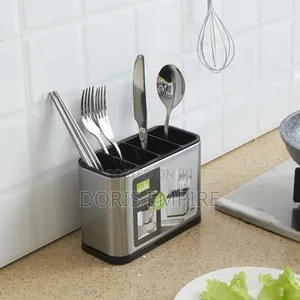 Stainless 4 Compartment Cutlery Rack With Drainer.