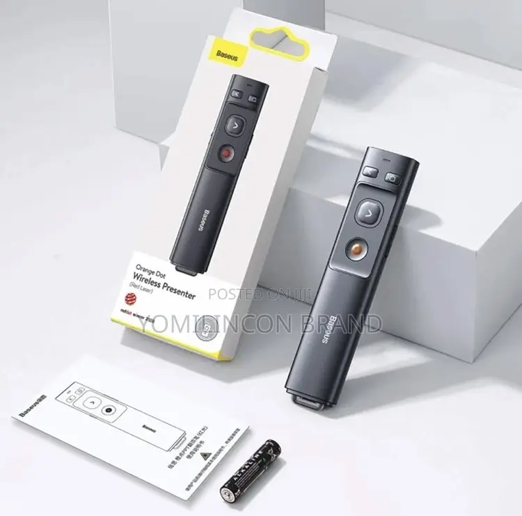 Baseus Orange Dot Wireless Presenter (Red Laser) Grey