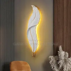 Modern White Feather Wall Light Living Room Decoration LED